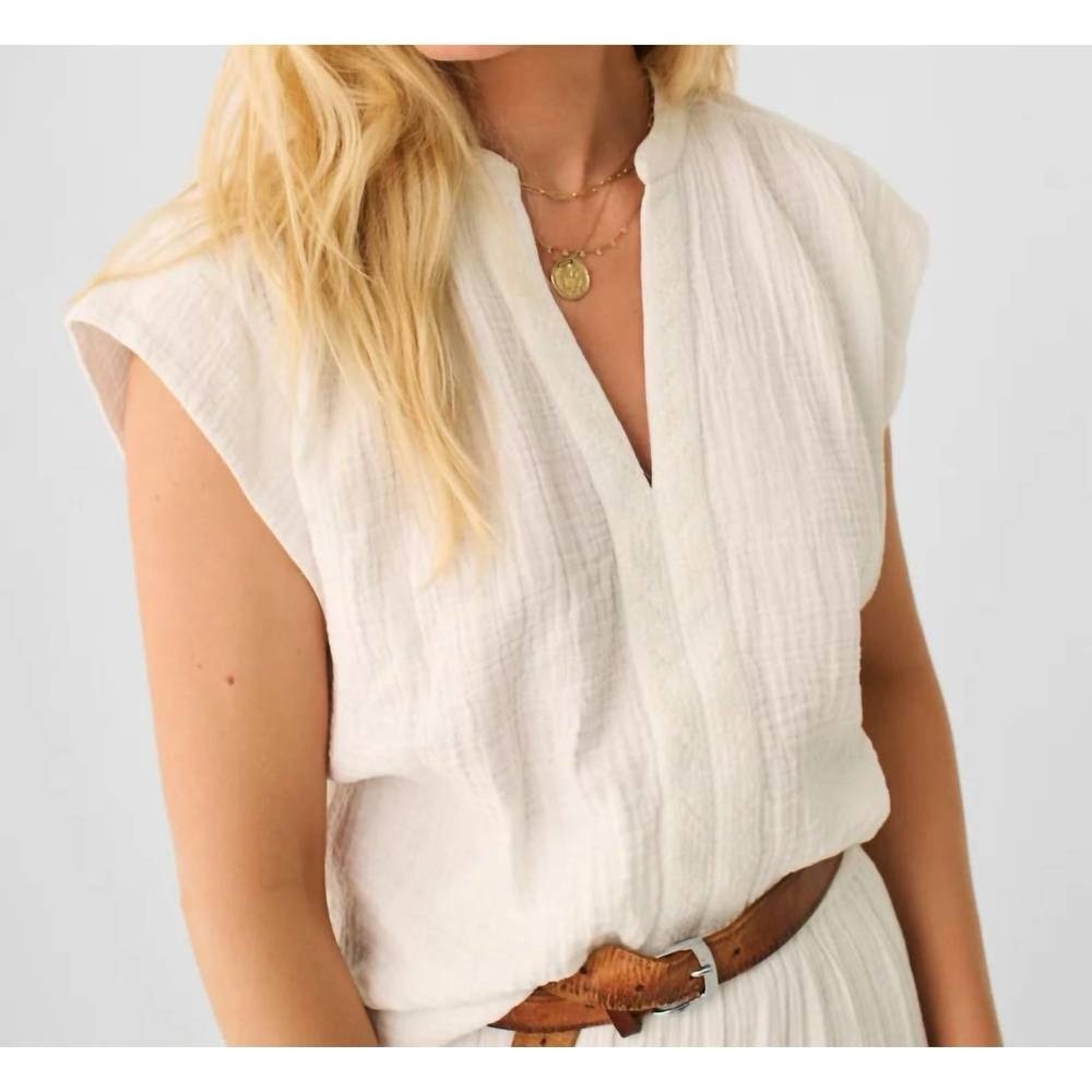 Faherty White Sleeveless Blouse